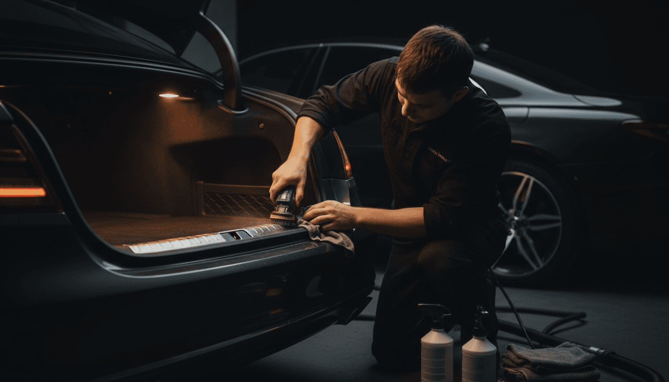 Vloer- en trunkreiniging in voertuig