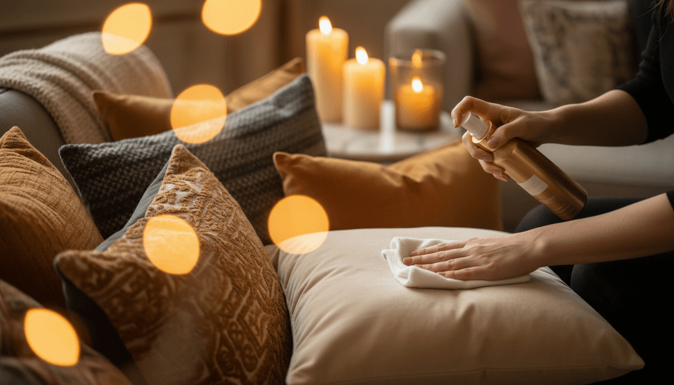 Voorzichtige reiniging van decoratieve kussens