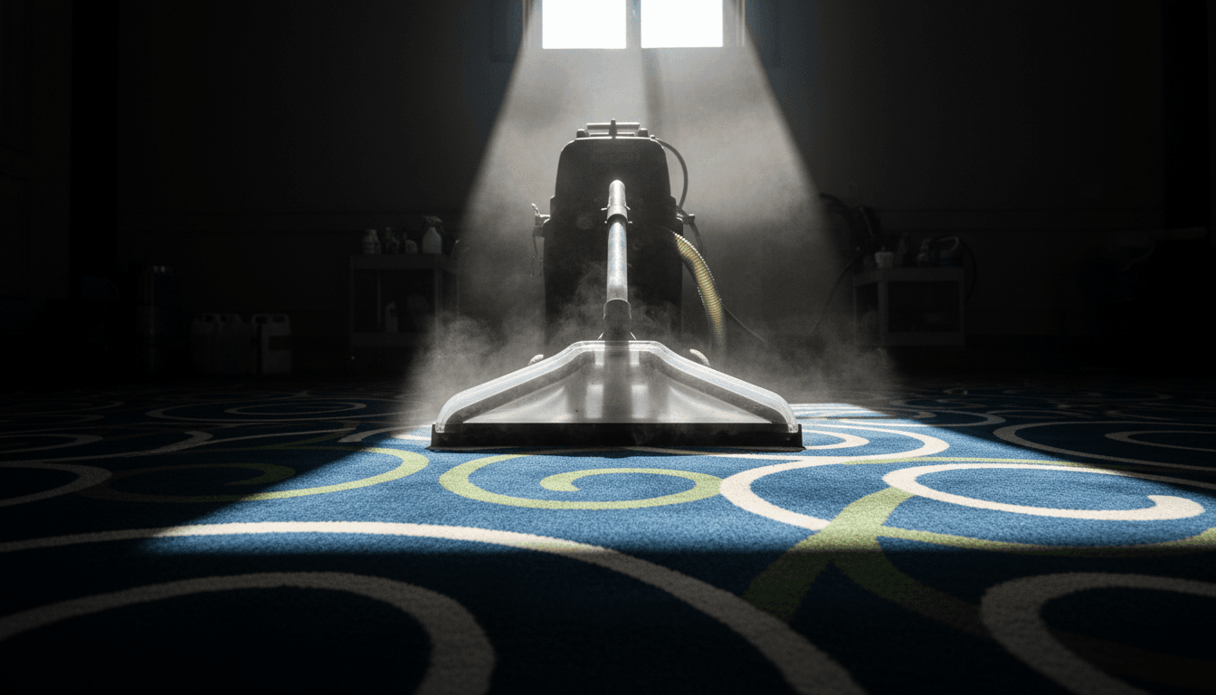 Diepte tapijtreiniger in actie op huiskamertapijt