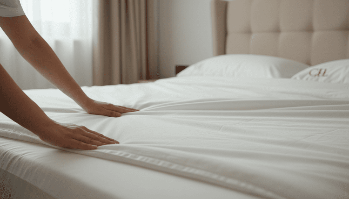 Detail van verzorgde schone witte bedlinnen